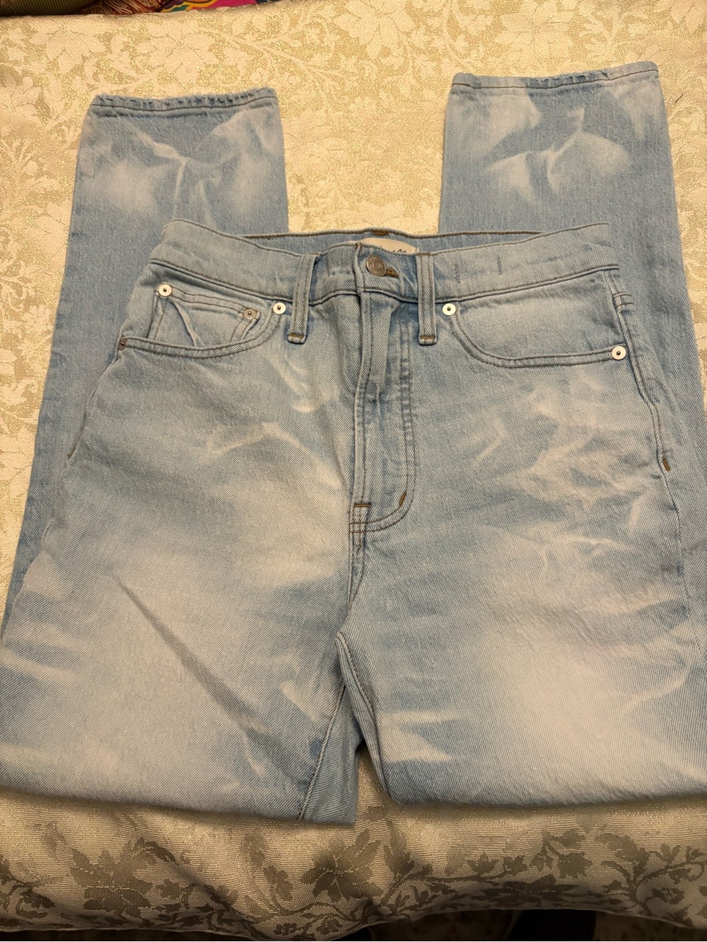 Madewell “The Perfect Vintage Jeans”Straight Leg White-wash Jeans
